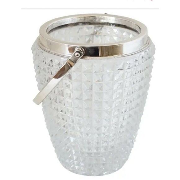 MCM Towle For William Adams Crystal And Silver-Plated Ice Bucket Made Italy - Picture 1 of 10